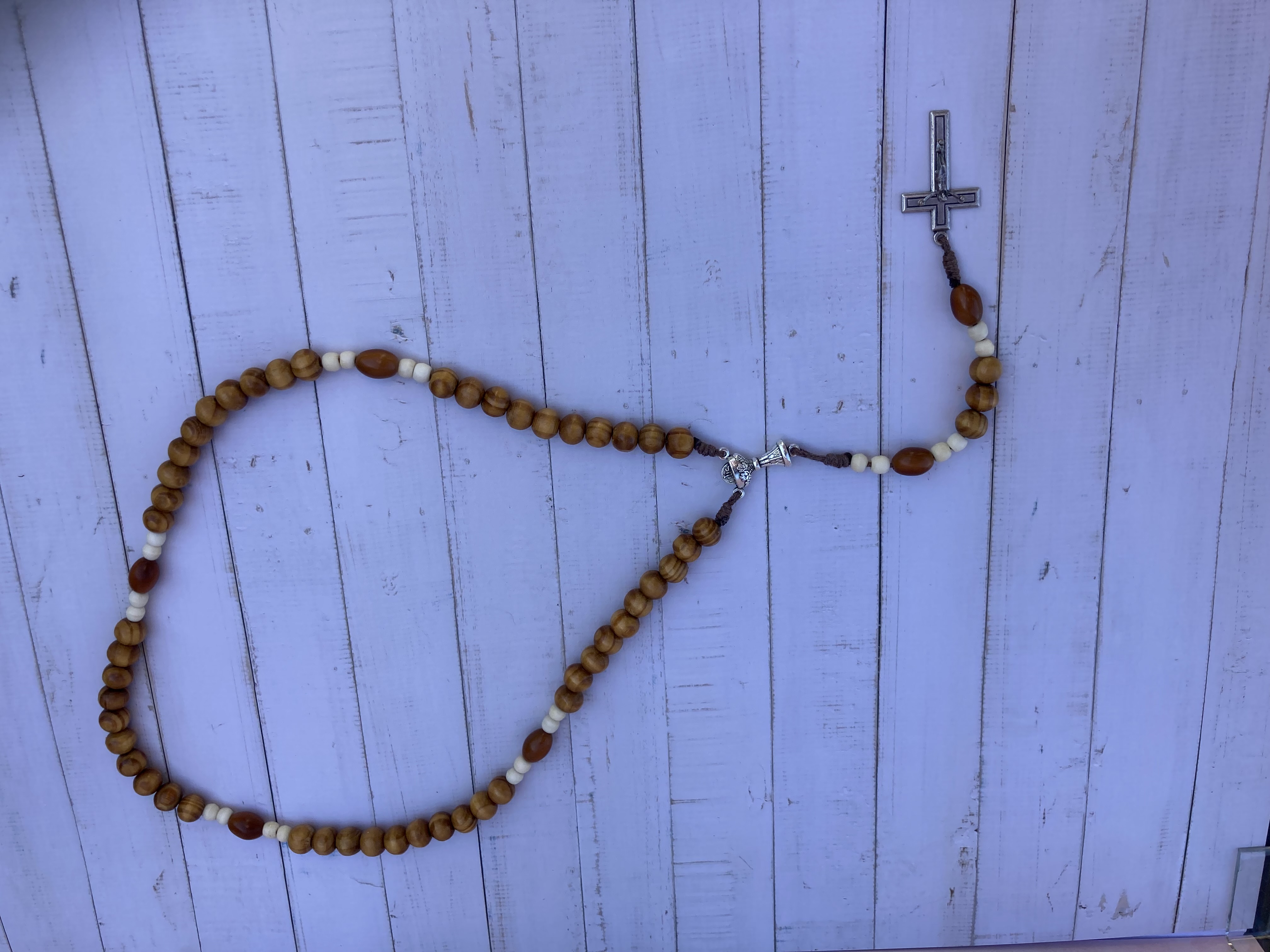 Chapelet perles en  bois et os